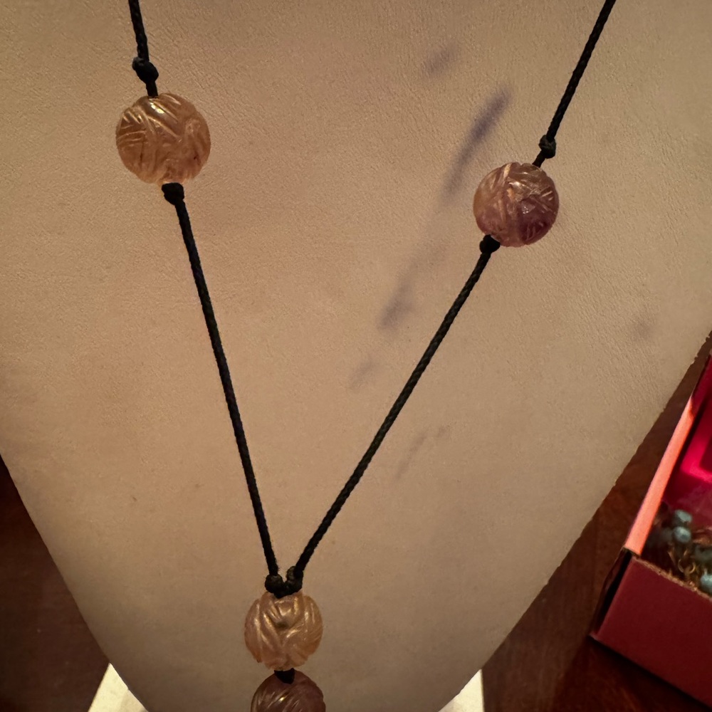 Antique Gold and Purple Amethyst Pendant Necklace - Picture 5 of 5